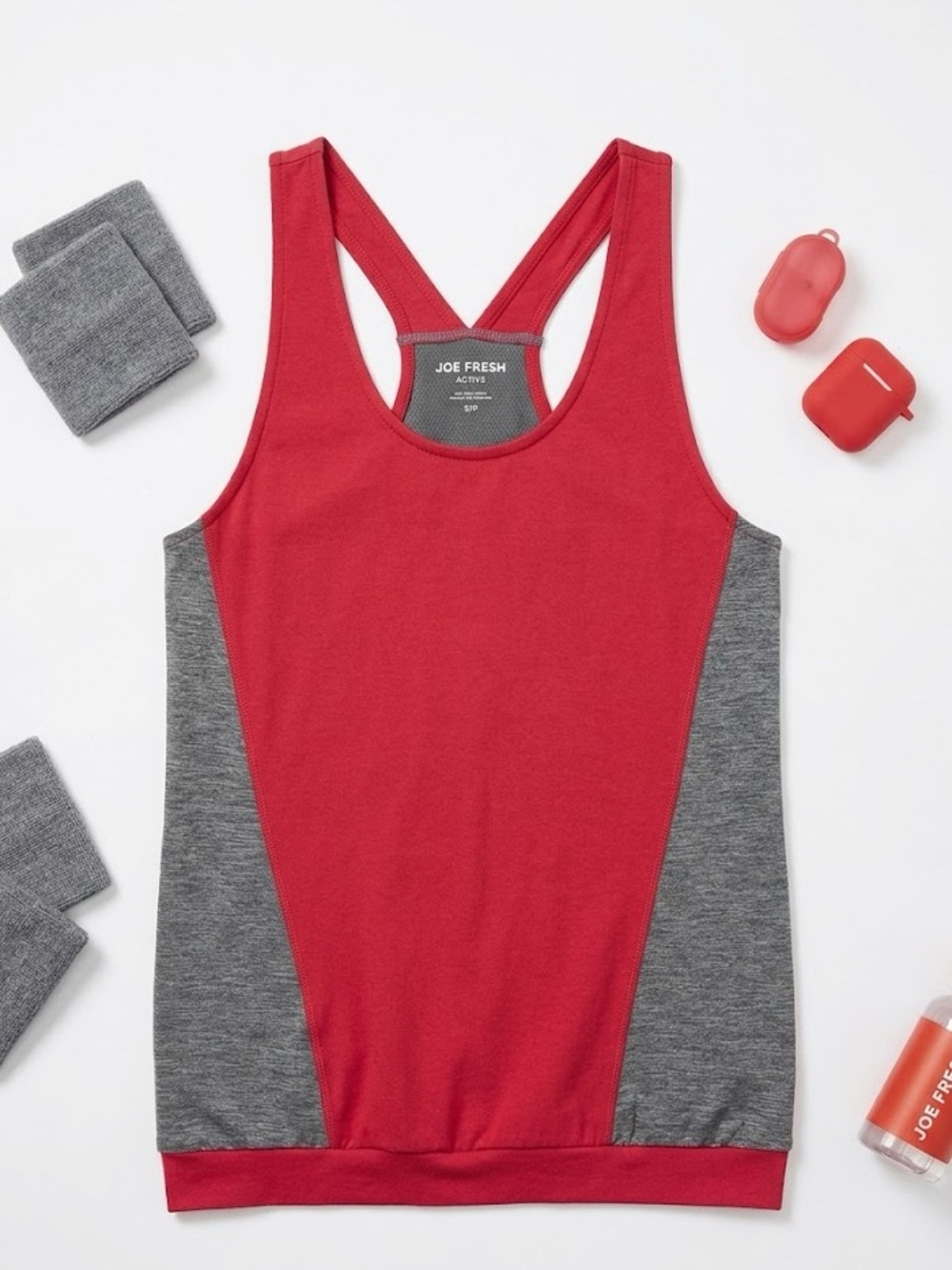 Joe Fresh Red and Gray Racerback Workout Tank